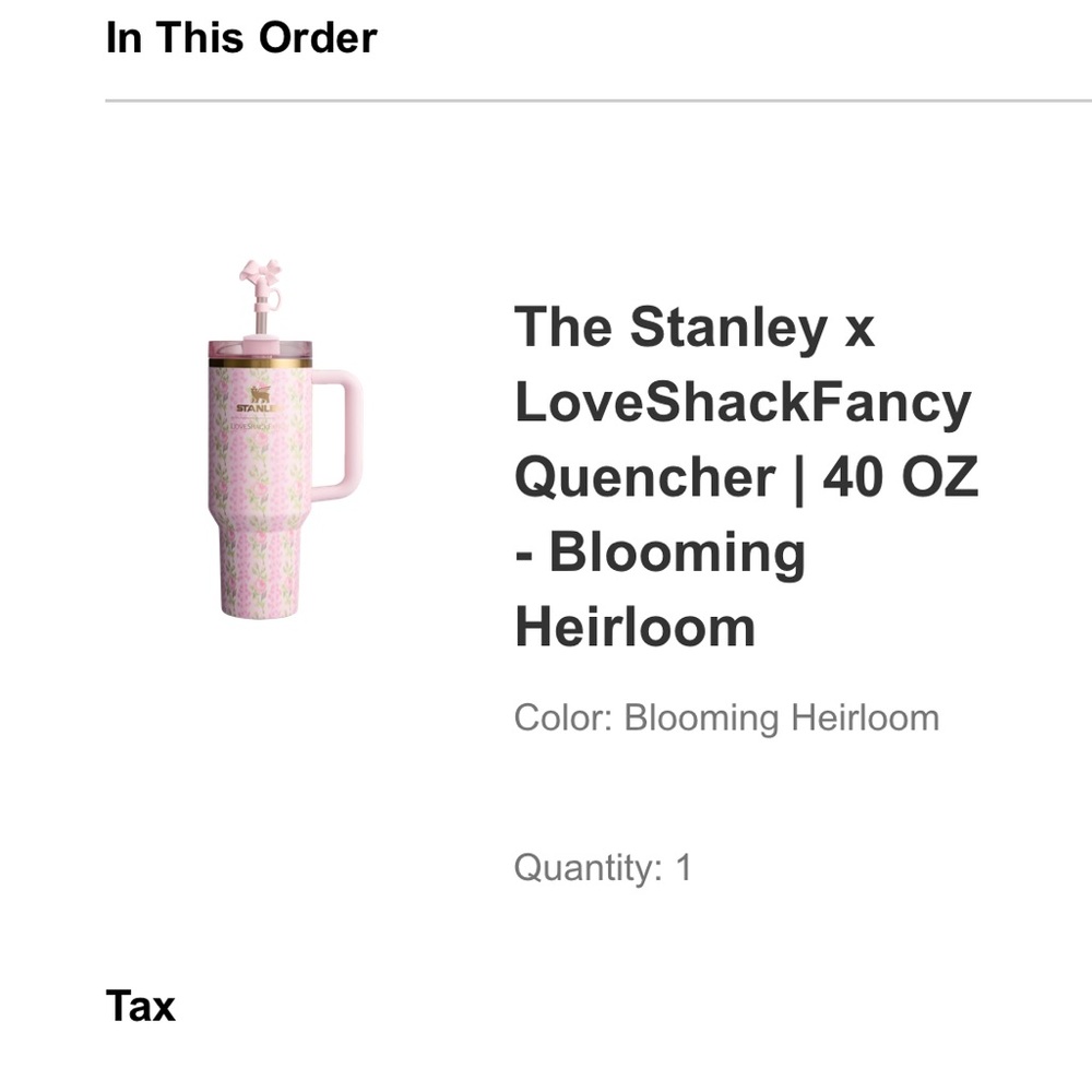 NIB LOVESHACKFANCY STANLEY COLLAB l Blooming Heirloom 40z Large Size - Picture 3 of 3